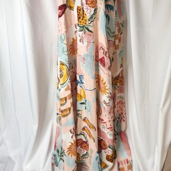 Paper Heart Women's Size Large Linen Blend Fryit Maxi Dress Palm Resortwear New - Picture 7 of 7